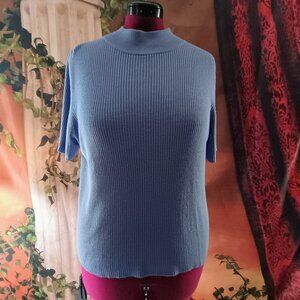 GUC: Requirements Sze. XL Blue Ribbed Mock Neck Sweater
